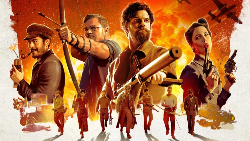 Bannière du film Le Ministère de la Sale Guerre avec Henry Cavill, Alan Ritchson, Alex Pettyfer et Eiza González.