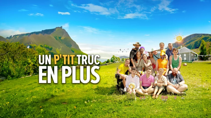 Bannière du film Un p’tit truc en plus avec Artus, Clovis Cornillac, Alice Belaïdi, Marc Riso.