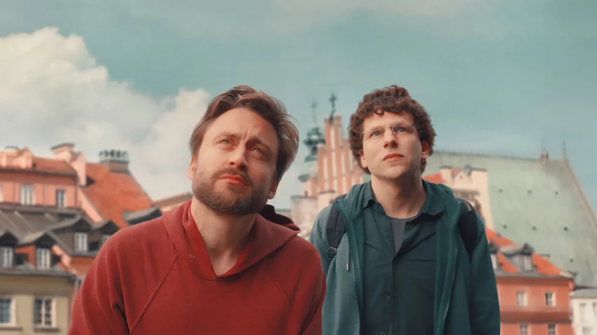 Bannière du film A Real Pain avec Kieran Culkin et Jesse Eisenberg.