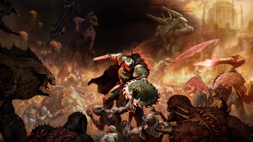 Bannière du jeu vidéo Doom : The Dark Ages développé par id Software.