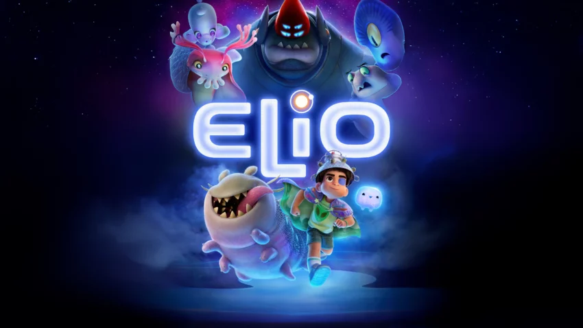 Bannière du film Disney Pixar, Elio (2025), réalisé par Adrian Molina, Madeline Sharafian et Domee Shi.
