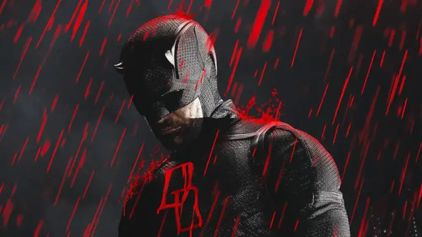 Première bannière officielle de la saison 2 de la série Disney+ du MCU Daredevil : Born Again, mettant en vedette Charlie Cox.