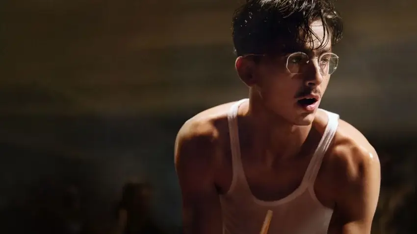 Bannière du film Marty Supreme (2026) avec Timothée Chalamet.