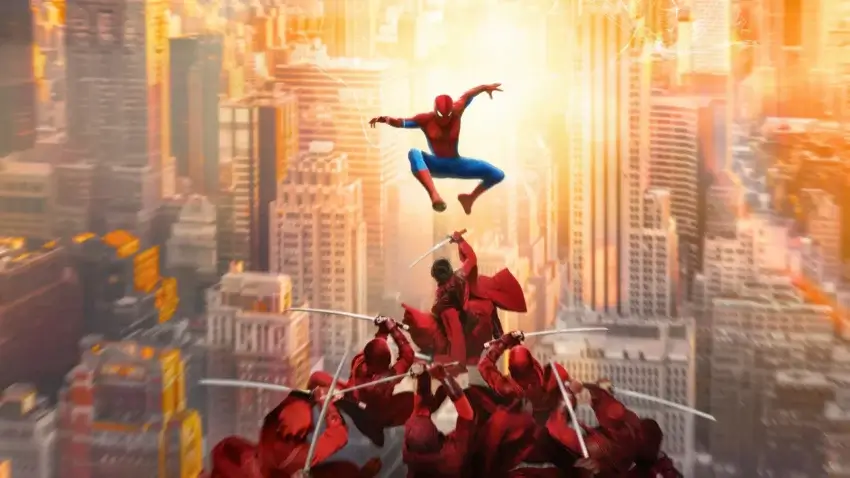 Bannière officielle pour le film MCU Spider-Man : Brand New Day (2026) avec la Main.