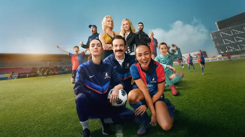 Bannière de la saison 4 de la série Ted Lasso (2026) diffusée sur Apple TV.